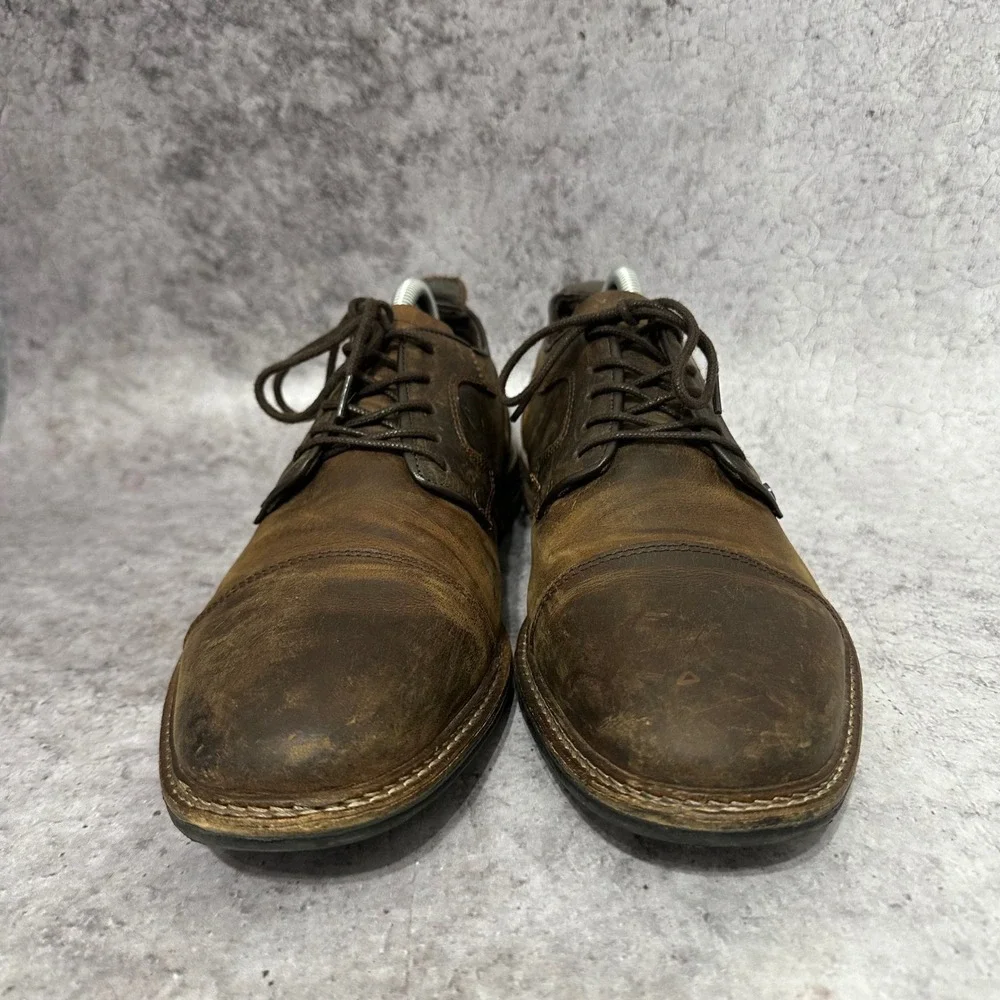 Bull Boxer Tapyn Oxford Mens Size 10 Brown Leather Cap Toe Distressed Lace Up